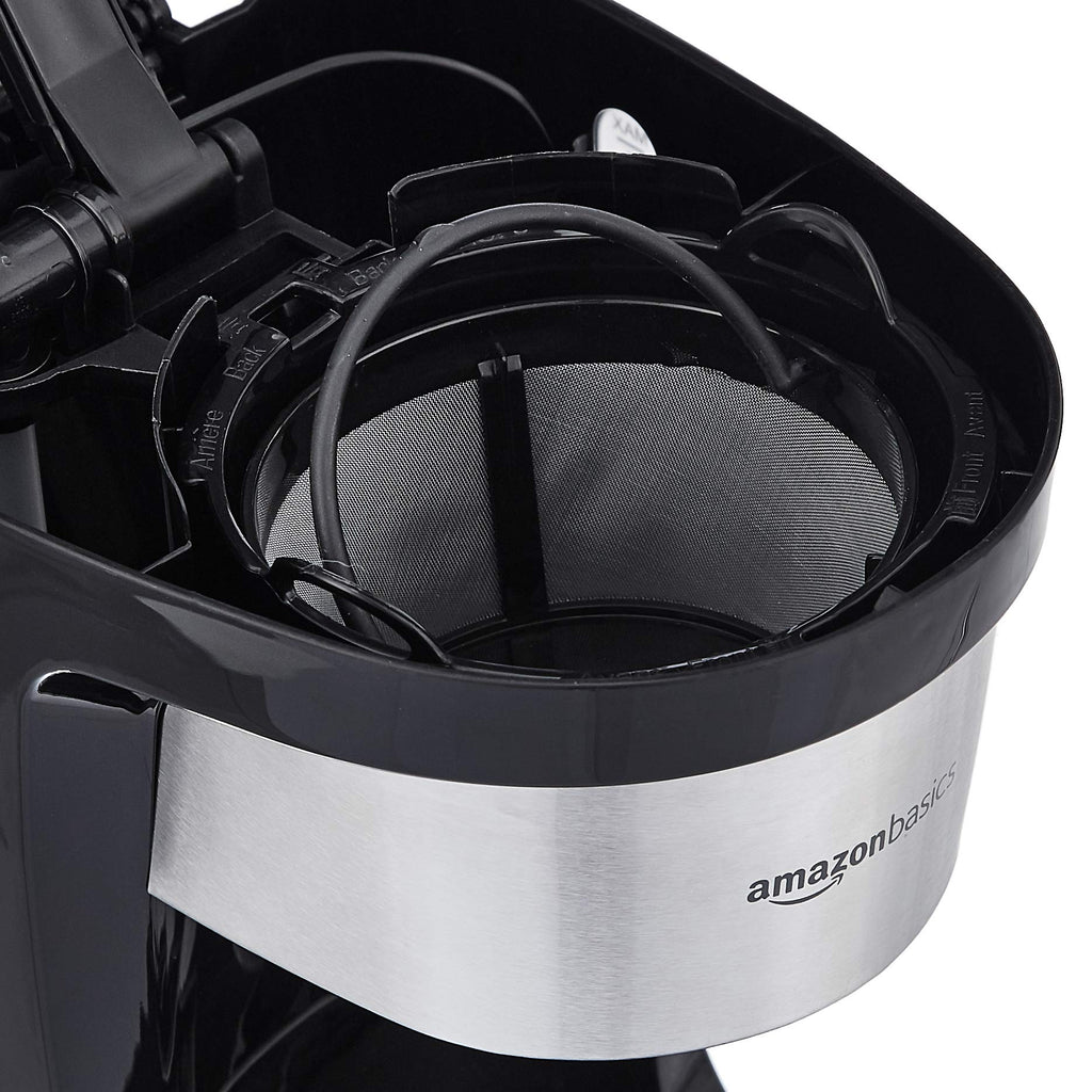 Amazon Basics 5 Cup Drip Coffee Maker, Coffee Machine with Glass Coffee Pot (0.8 Qt), Auto Shut-off, Auto Pause, Removable Filter Basket, Matte Black