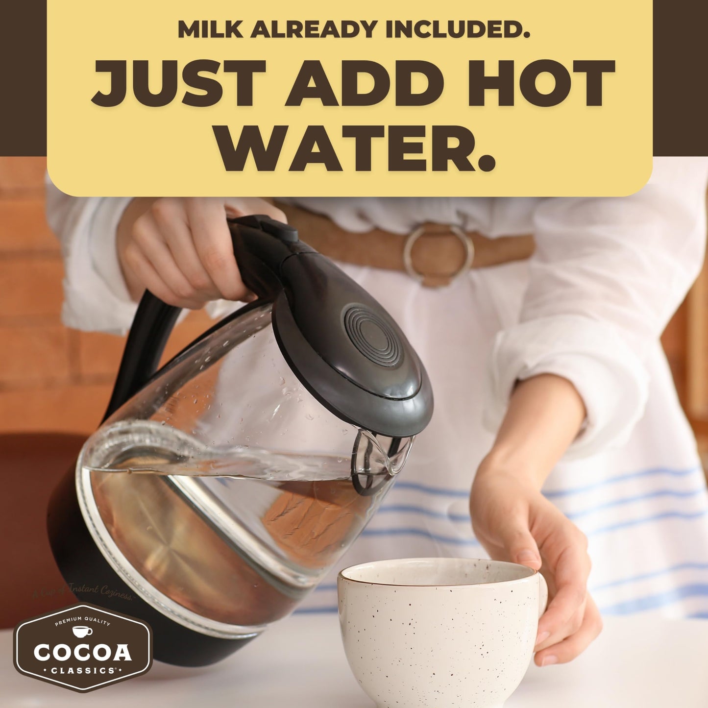 Cocoa Classics Arctic White Cocoa Mix, Hot Chocolate, Made with Nonfat Milk, Just Add Hot Water, Make Hot or Iced Cocoa, Gluten Free, 1.25oz Packets (Pack of 36)