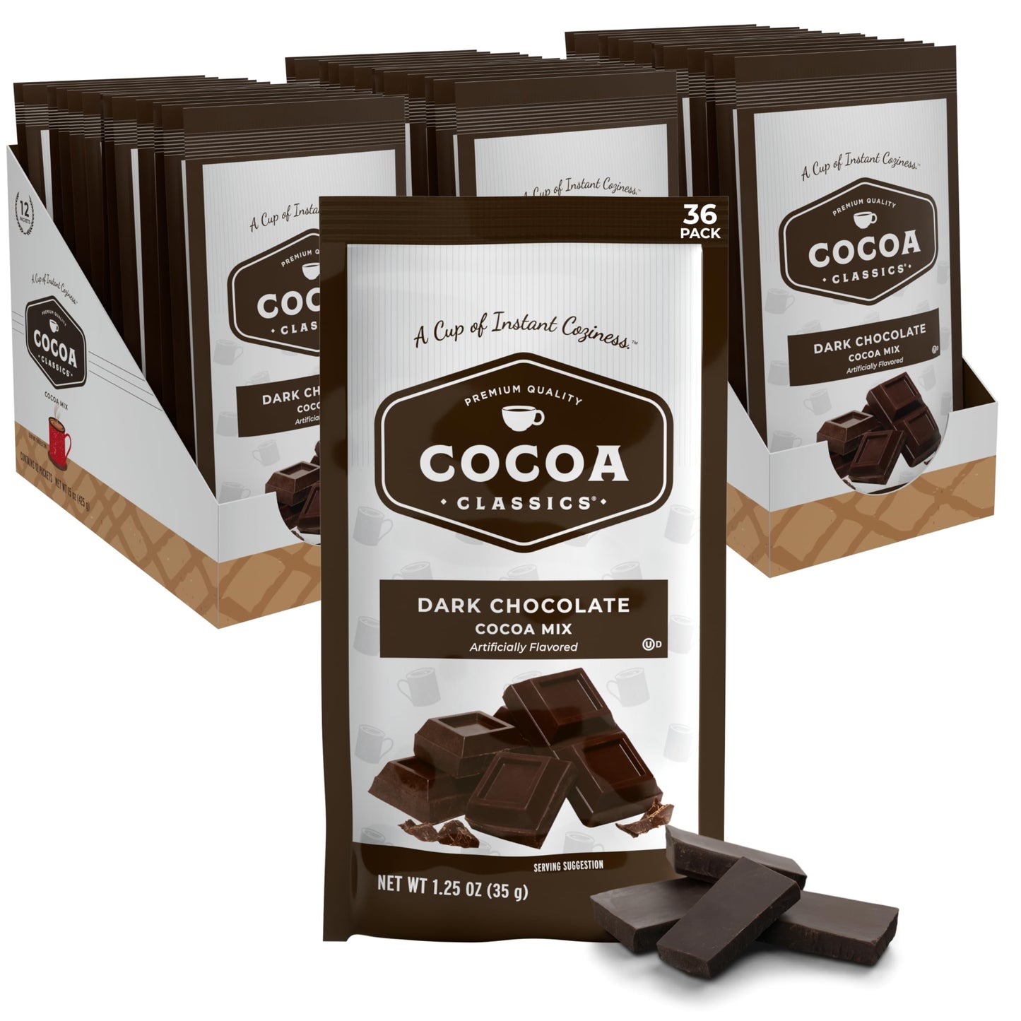 Cocoa Classics Arctic White Cocoa Mix, Hot Chocolate, Made with Nonfat Milk, Just Add Hot Water, Make Hot or Iced Cocoa, Gluten Free, 1.25oz Packets (Pack of 36)
