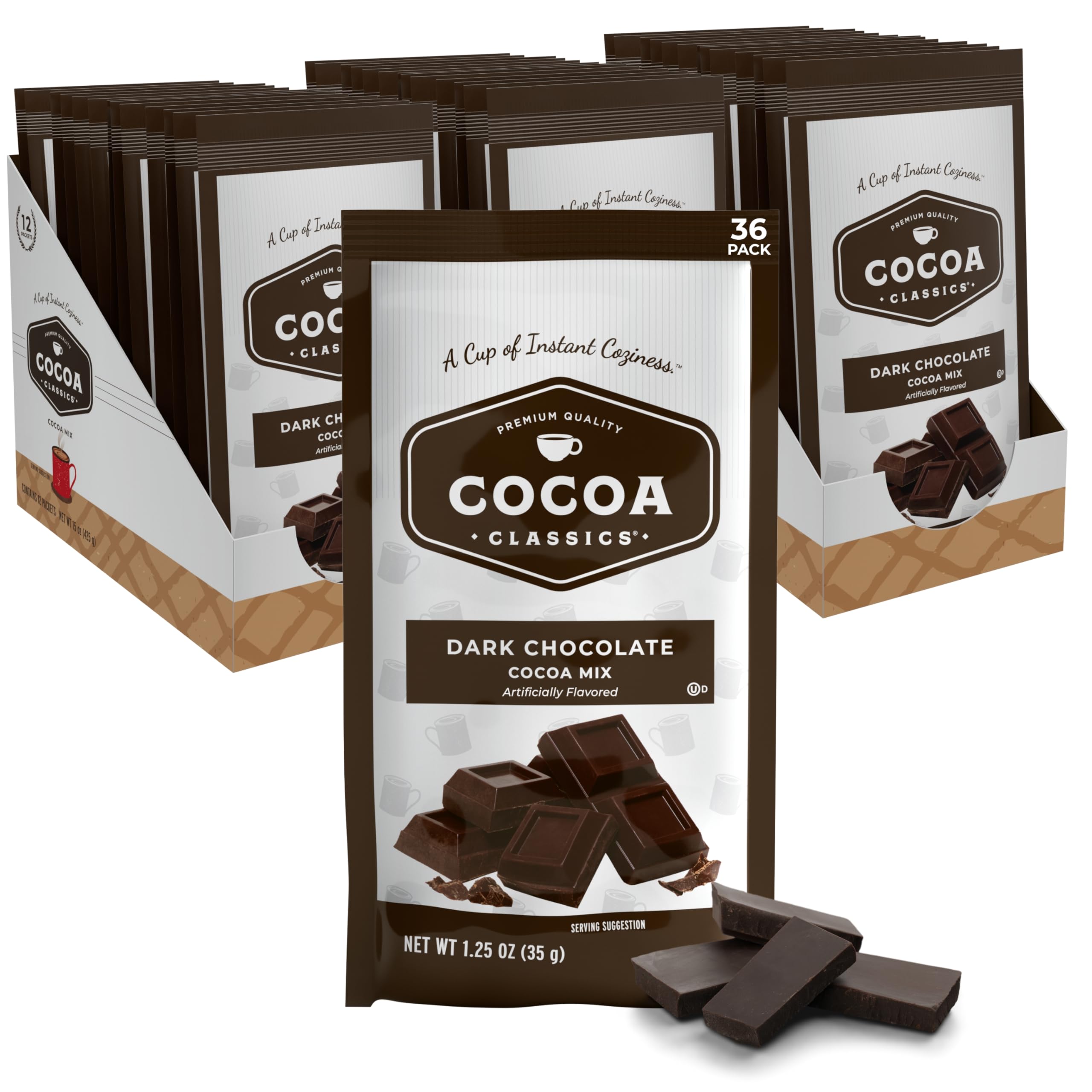 Cocoa Classics Arctic White Cocoa Mix, Hot Chocolate, Made with Nonfat Milk, Just Add Hot Water, Make Hot or Iced Cocoa, Gluten Free, 1.25oz Packets (Pack of 36)
