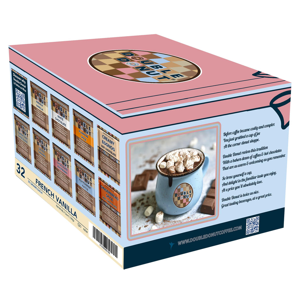 Gourmet Hot Cocoa Mix Variety Pack - Classic, Chocolate Raspberry, Salted Caramel, & Peppermint Hot Chocolate Mix Sets - 32 Count