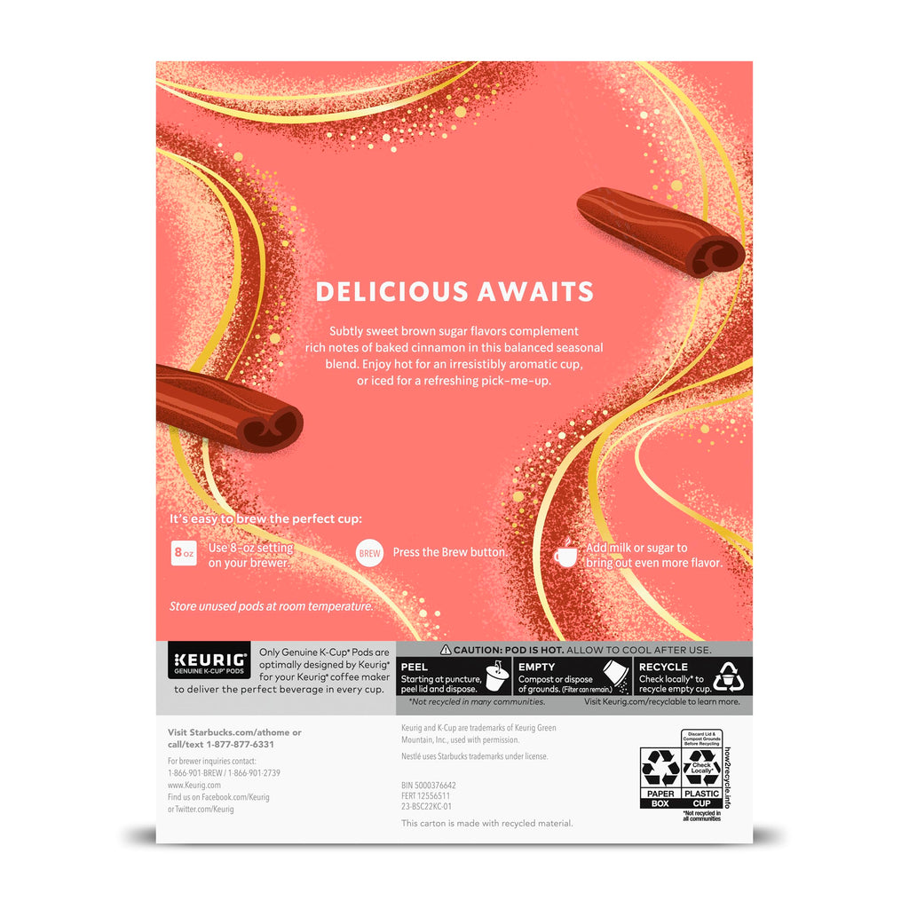 Starbucks Coffee K-Cup Pods,  Flavored Selection Coffee, Naturally Flavored, 100% Arabica, 6 Boxes (60 Pods Total)