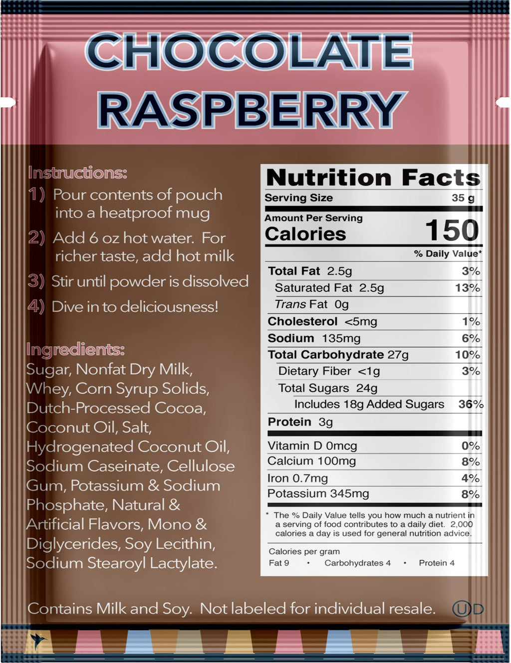 Gourmet Hot Cocoa Mix Variety Pack - Classic, Chocolate Raspberry, Salted Caramel, & Peppermint Hot Chocolate Mix Sets - 32 Count