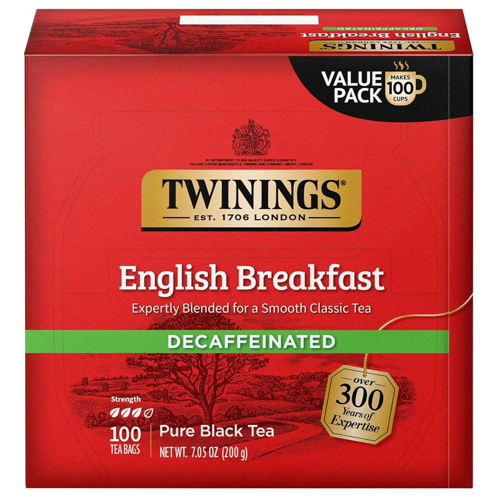 Twinings English Breakfast Black Tea Individually Wrapped Bags, 100 Count (Pack of 1), Smooth, Flavourful, and Robust, Caffeinated, Enjoy Hot or Iced, 100 Teabags