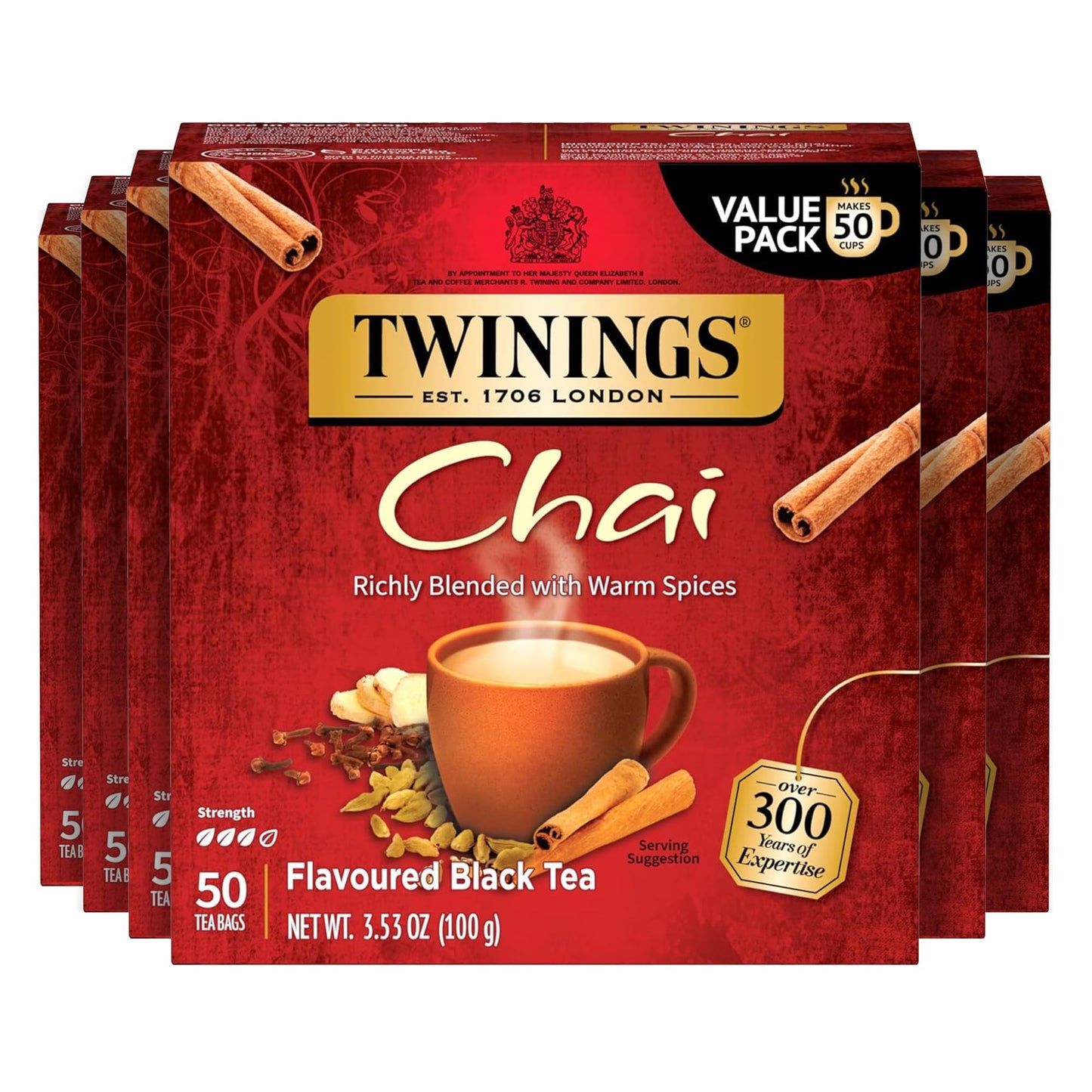 Twinings English Breakfast Black Tea Individually Wrapped Bags, 100 Count (Pack of 1), Smooth, Flavourful, and Robust, Caffeinated, Enjoy Hot or Iced, 100 Teabags