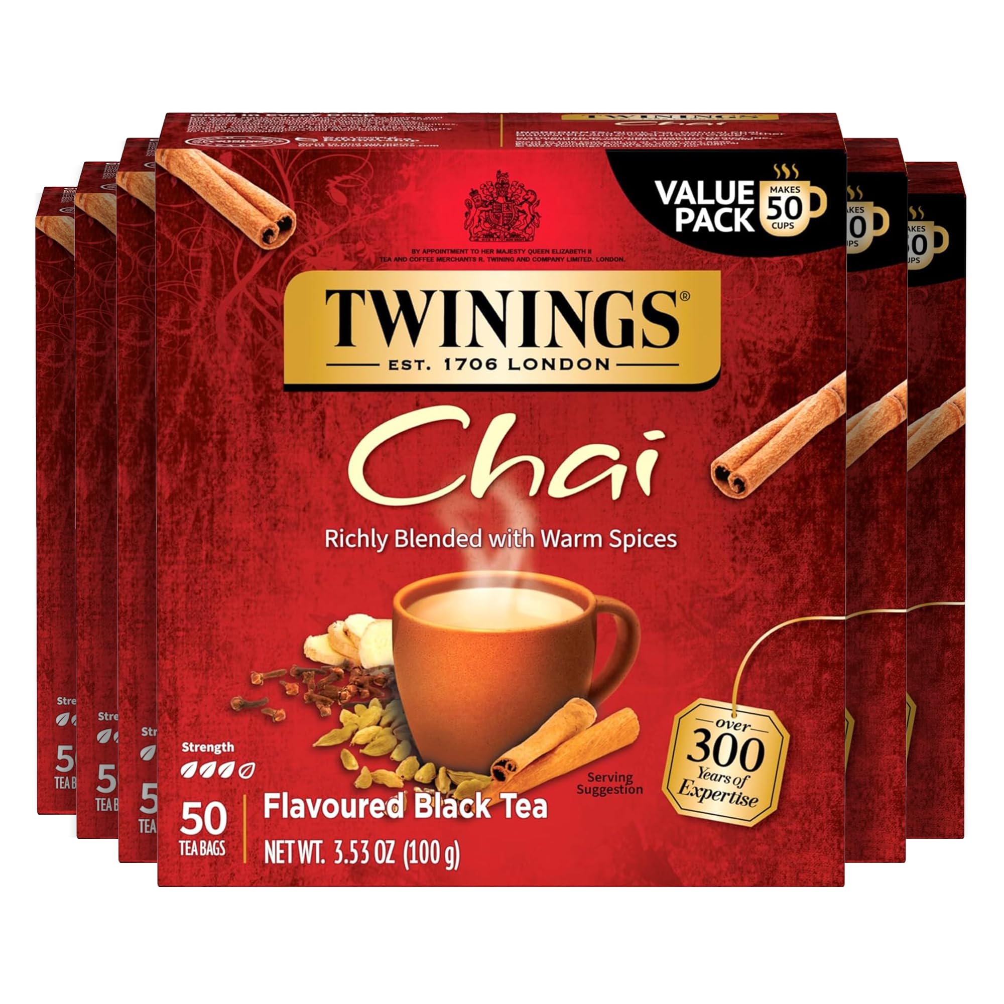 Twinings English Breakfast Black Tea Individually Wrapped Bags, 100 Count (Pack of 1), Smooth, Flavourful, and Robust, Caffeinated, Enjoy Hot or Iced, 100 Teabags