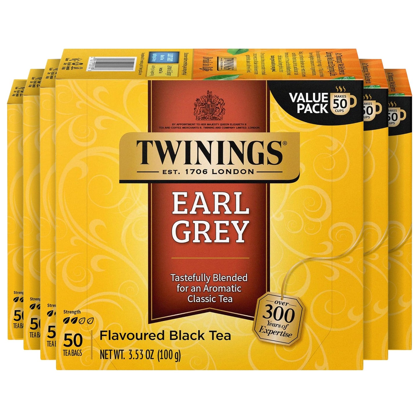 Twinings English Breakfast Black Tea Individually Wrapped Bags, 100 Count (Pack of 1), Smooth, Flavourful, and Robust, Caffeinated, Enjoy Hot or Iced, 100 Teabags
