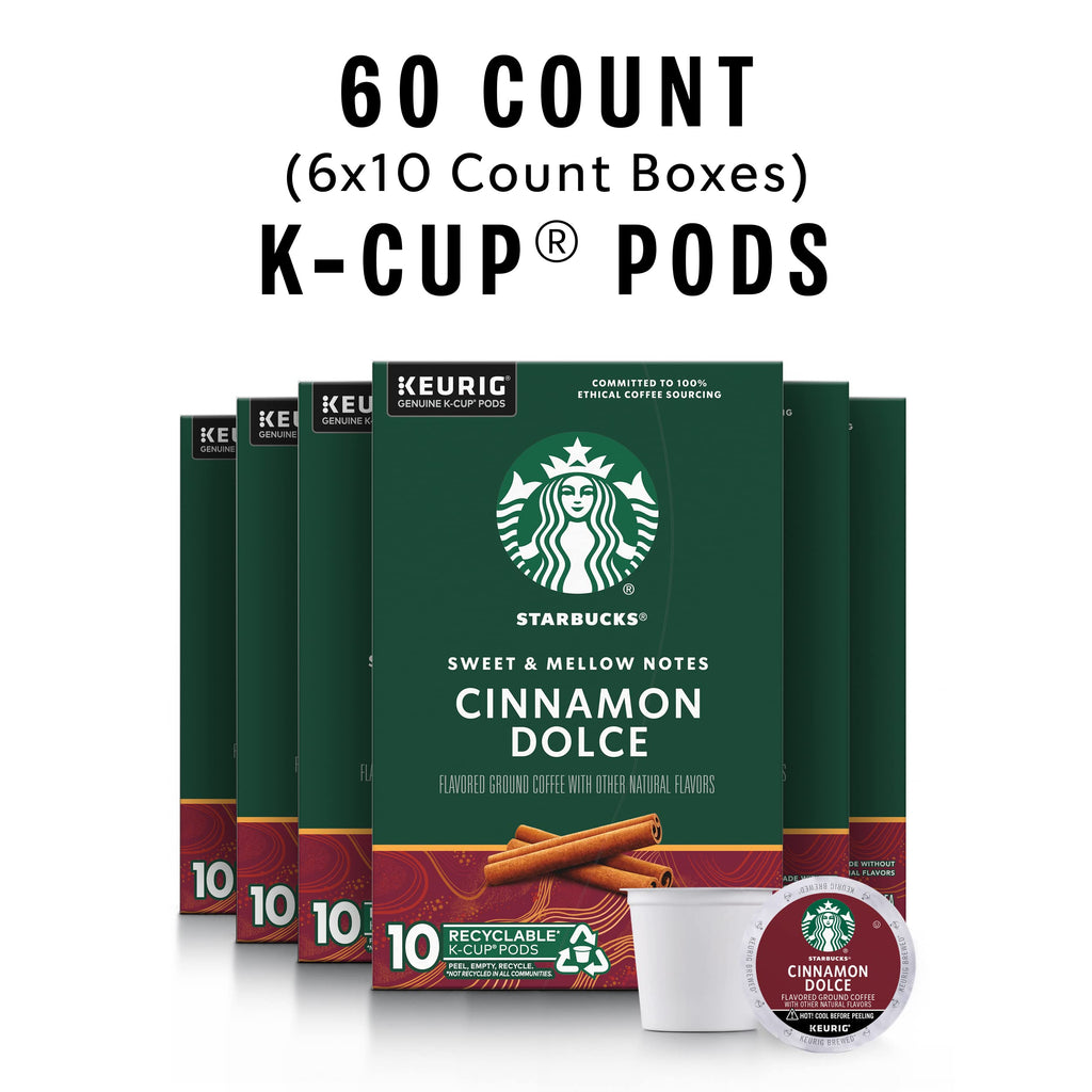 Starbucks Coffee K-Cup Pods,  Flavored Selection Coffee, Naturally Flavored, 100% Arabica, 6 Boxes (60 Pods Total)