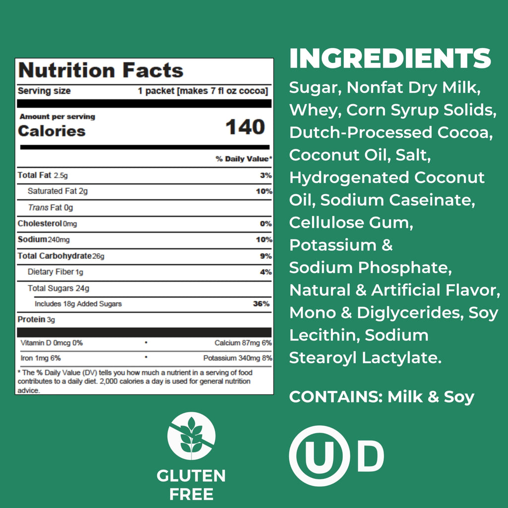 Cocoa Classics Arctic White Cocoa Mix, Hot Chocolate, Made with Nonfat Milk, Just Add Hot Water, Make Hot or Iced Cocoa, Gluten Free, 1.25oz Packets (Pack of 36)