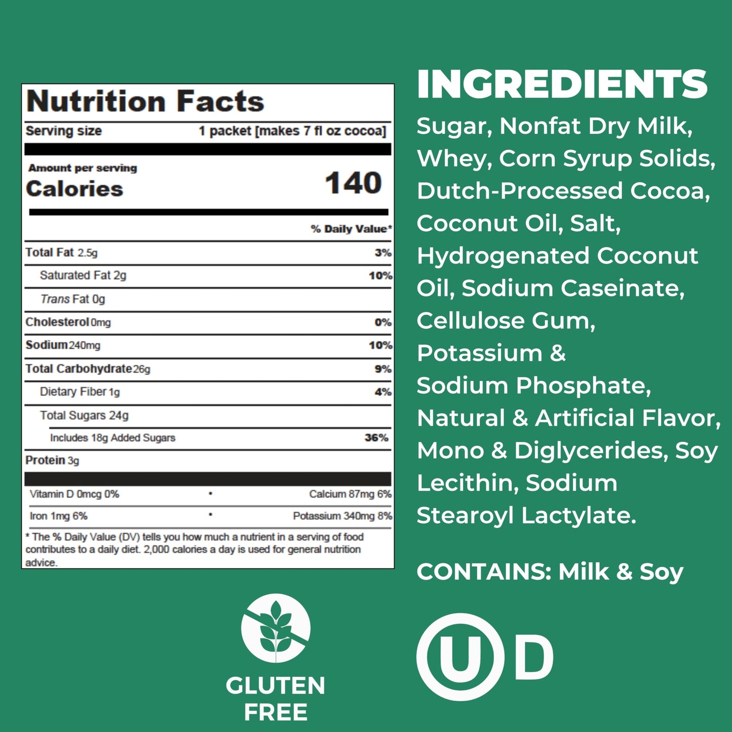 Cocoa Classics Arctic White Cocoa Mix, Hot Chocolate, Made with Nonfat Milk, Just Add Hot Water, Make Hot or Iced Cocoa, Gluten Free, 1.25oz Packets (Pack of 36)