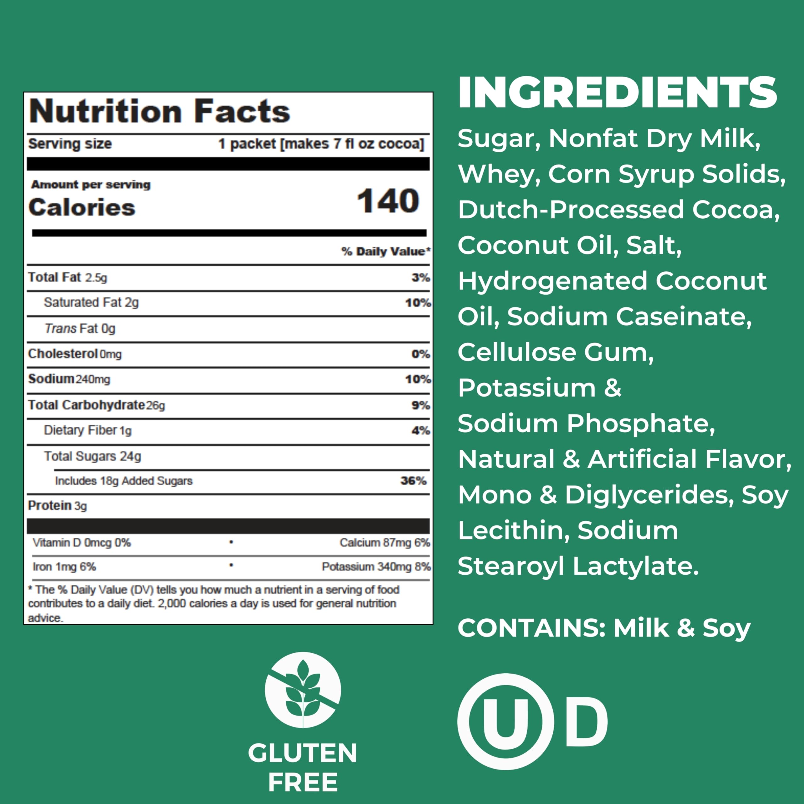 Cocoa Classics Arctic White Cocoa Mix, Hot Chocolate, Made with Nonfat Milk, Just Add Hot Water, Make Hot or Iced Cocoa, Gluten Free, 1.25oz Packets (Pack of 36)