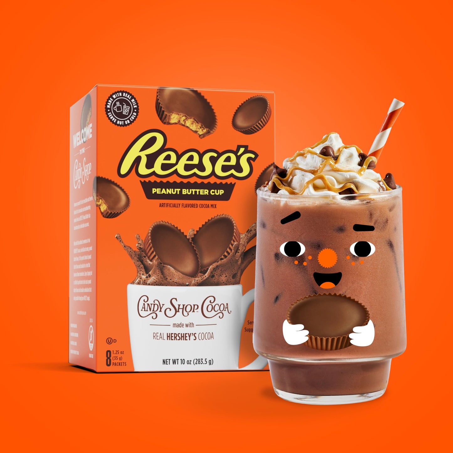 Candy Shop Cocoa HERSHEY'S Milk Chocolate Cocoa Mix, Hot Chocolate, Make Hot or Iced Cocoa, Made With Real Milk, Gluten Free, 1.25 oz packet (24 count)