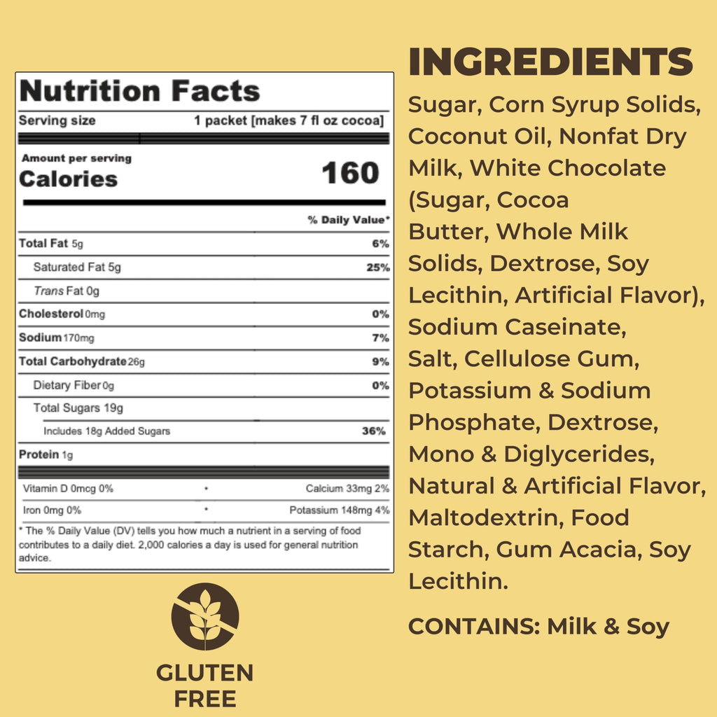 Cocoa Classics Arctic White Cocoa Mix, Hot Chocolate, Made with Nonfat Milk, Just Add Hot Water, Make Hot or Iced Cocoa, Gluten Free, 1.25oz Packets (Pack of 36)