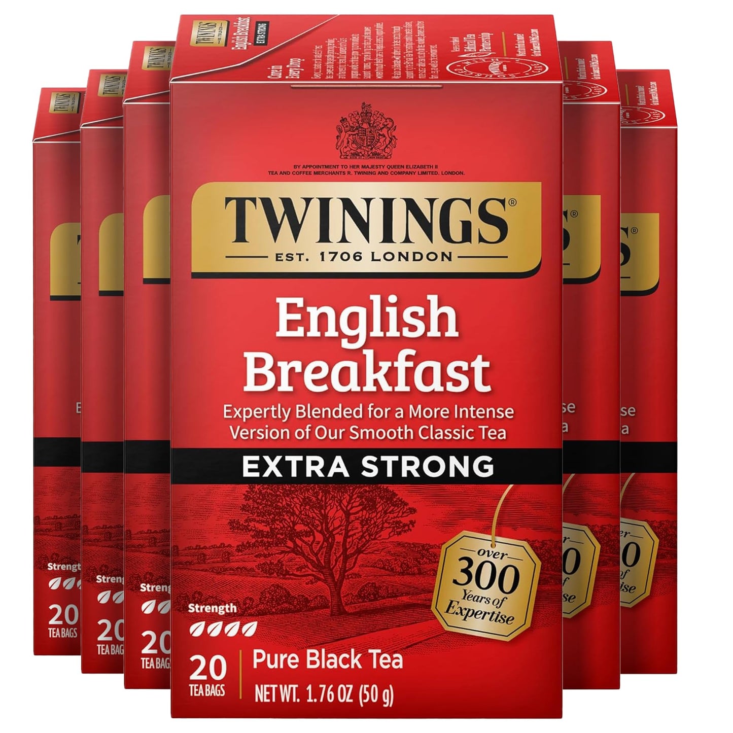 Twinings English Breakfast Black Tea Individually Wrapped Bags, 100 Count (Pack of 1), Smooth, Flavourful, and Robust, Caffeinated, Enjoy Hot or Iced, 100 Teabags