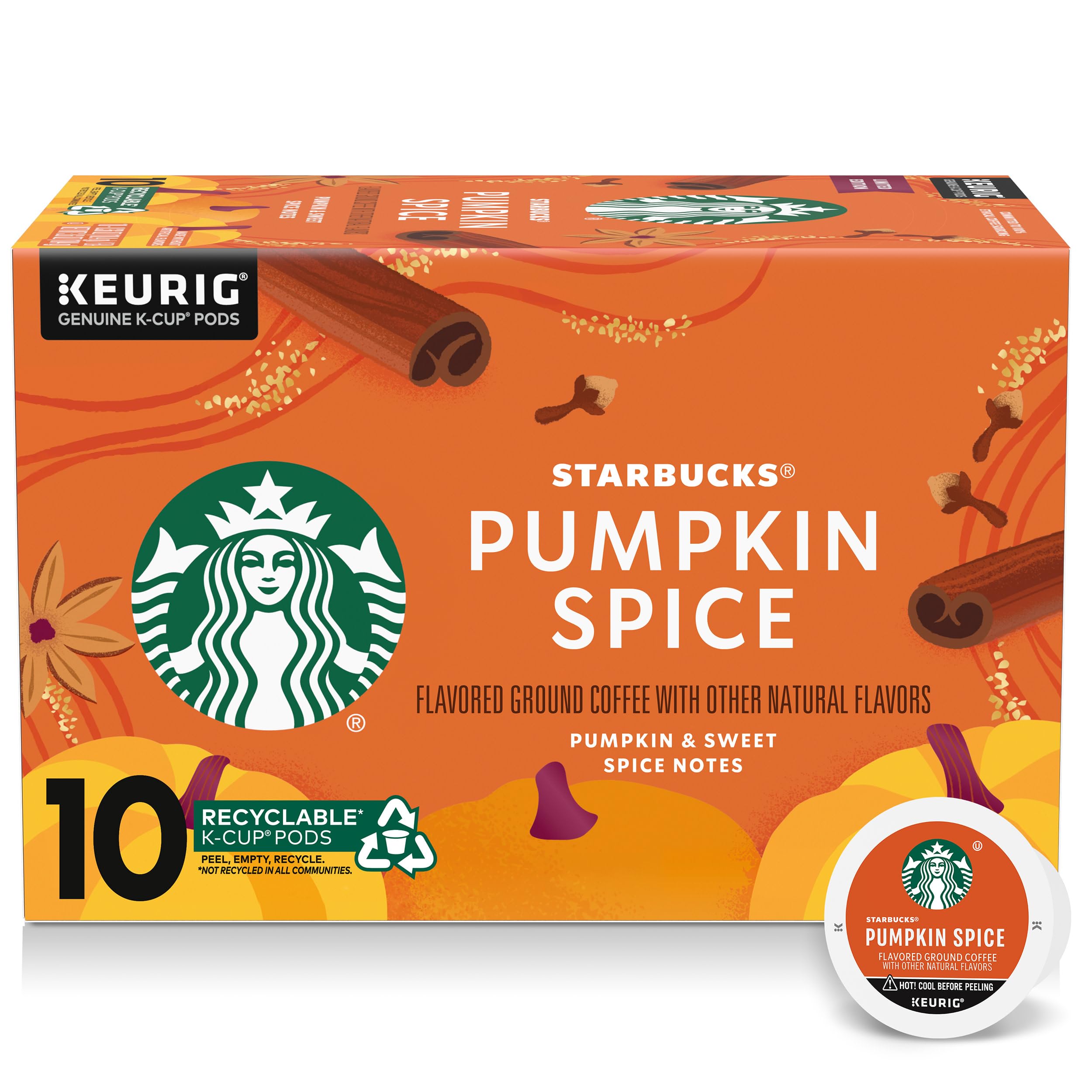 Starbucks Coffee K-Cup Pods,  Flavored Selection Coffee, Naturally Flavored, 100% Arabica, 6 Boxes (60 Pods Total)