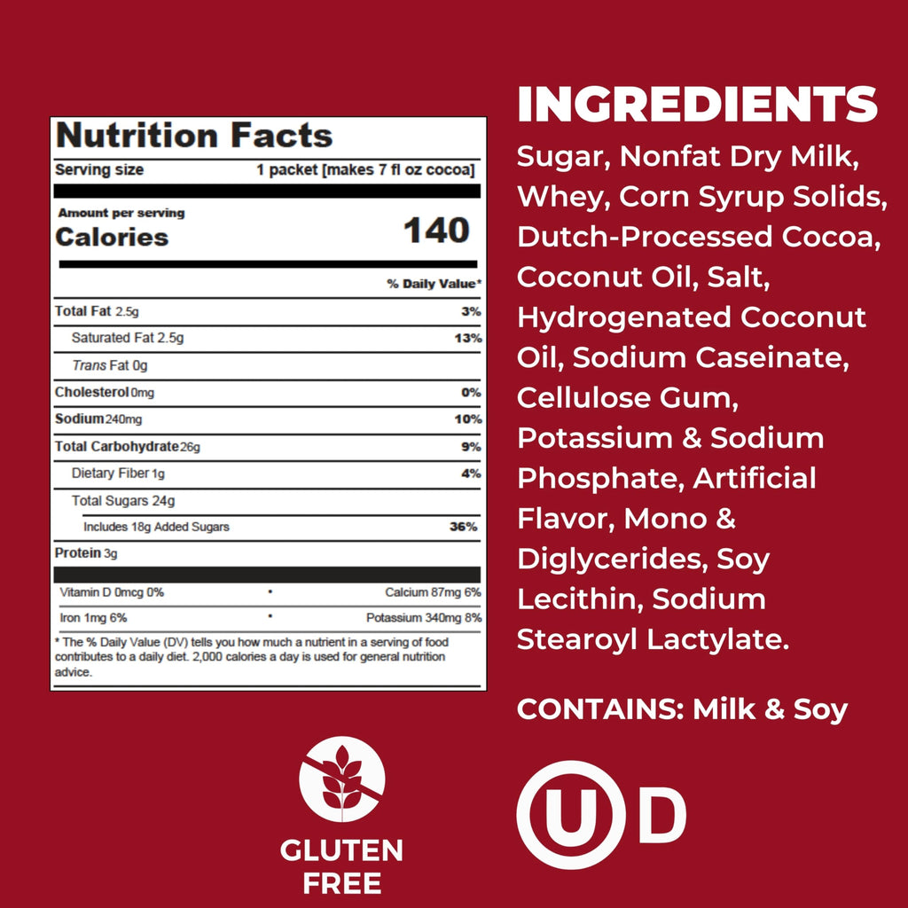 Cocoa Classics Arctic White Cocoa Mix, Hot Chocolate, Made with Nonfat Milk, Just Add Hot Water, Make Hot or Iced Cocoa, Gluten Free, 1.25oz Packets (Pack of 36)