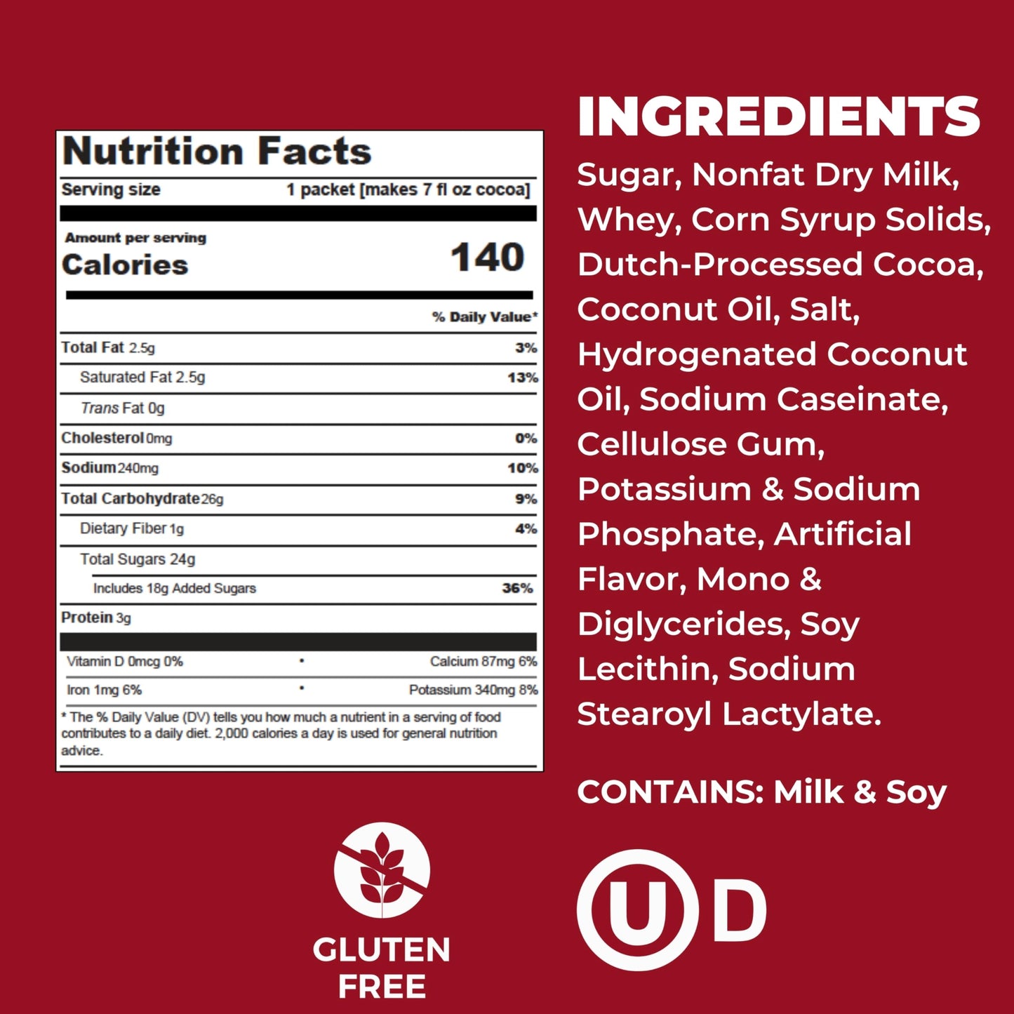 Cocoa Classics Arctic White Cocoa Mix, Hot Chocolate, Made with Nonfat Milk, Just Add Hot Water, Make Hot or Iced Cocoa, Gluten Free, 1.25oz Packets (Pack of 36)