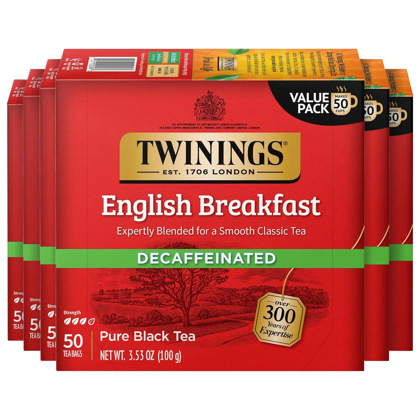 Twinings English Breakfast Black Tea Individually Wrapped Bags, 100 Count (Pack of 1), Smooth, Flavourful, and Robust, Caffeinated, Enjoy Hot or Iced, 100 Teabags