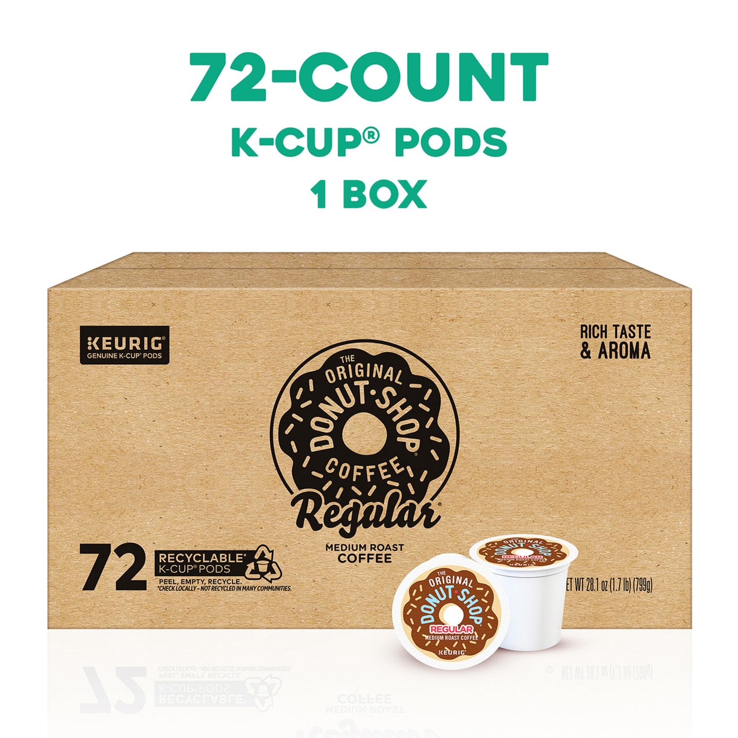 The Original Donut Shop Regular, Single-Serve Keurig K-Cup Pods, Medium Roast Coffee Pods, 32 Count
