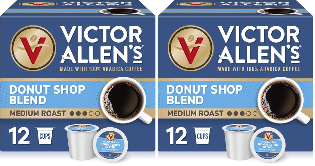 Victor Allen's Coffee Donut Shop Blend, Medium Roast, 12 Count, Single Serve Coffee Pods for Keurig K-Cup Brewers