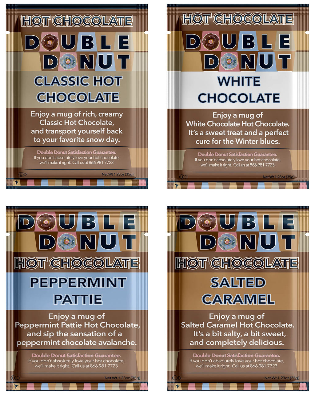 Gourmet Hot Cocoa Mix Variety Pack - Classic, Chocolate Raspberry, Salted Caramel, & Peppermint Hot Chocolate Mix Sets - 32 Count