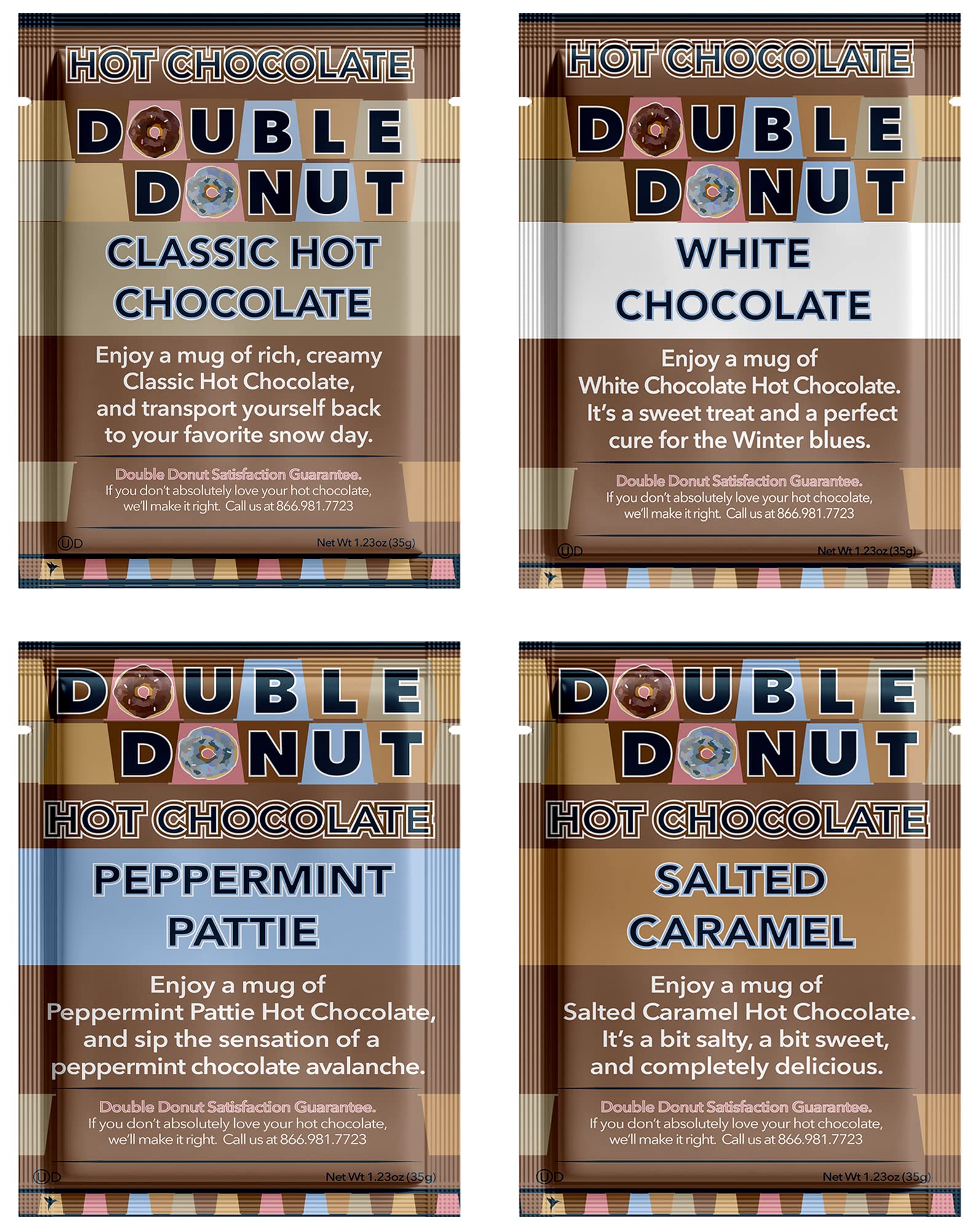 Gourmet Hot Cocoa Mix Variety Pack - Classic, Chocolate Raspberry, Salted Caramel, & Peppermint Hot Chocolate Mix Sets - 32 Count