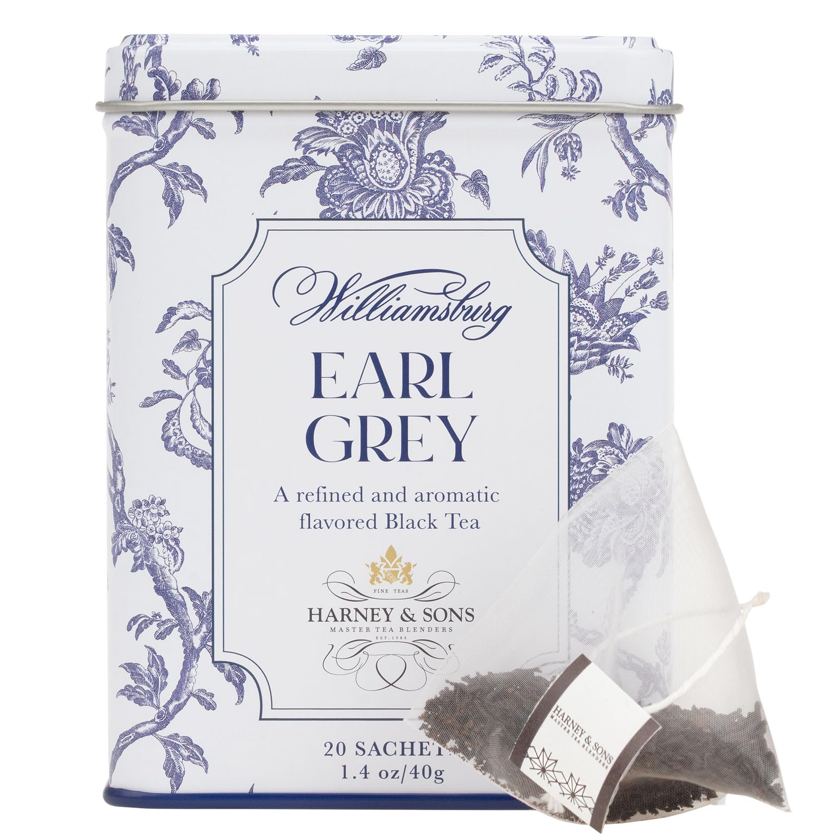 Harney & Sons Williamsburg Earl Grey, 20 sachets | Black Tea and Oolong Tea, with Bergamot Oil,