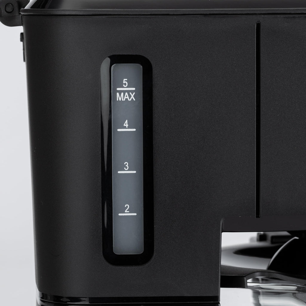 Amazon Basics 5 Cup Drip Coffee Maker, Coffee Machine with Glass Coffee Pot (0.8 Qt), Auto Shut-off, Auto Pause, Removable Filter Basket, Matte Black