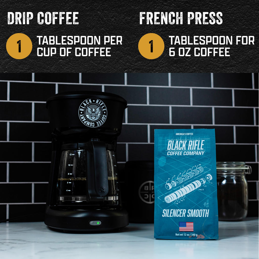 Black Rifle Coffee Company Silencer Smooth, 12oz Bag, Whole Bean Light Roast - Roasted Blend Made from Arabica Beans - Colombian & Brazilian Beans - Veteran Founded & American Made