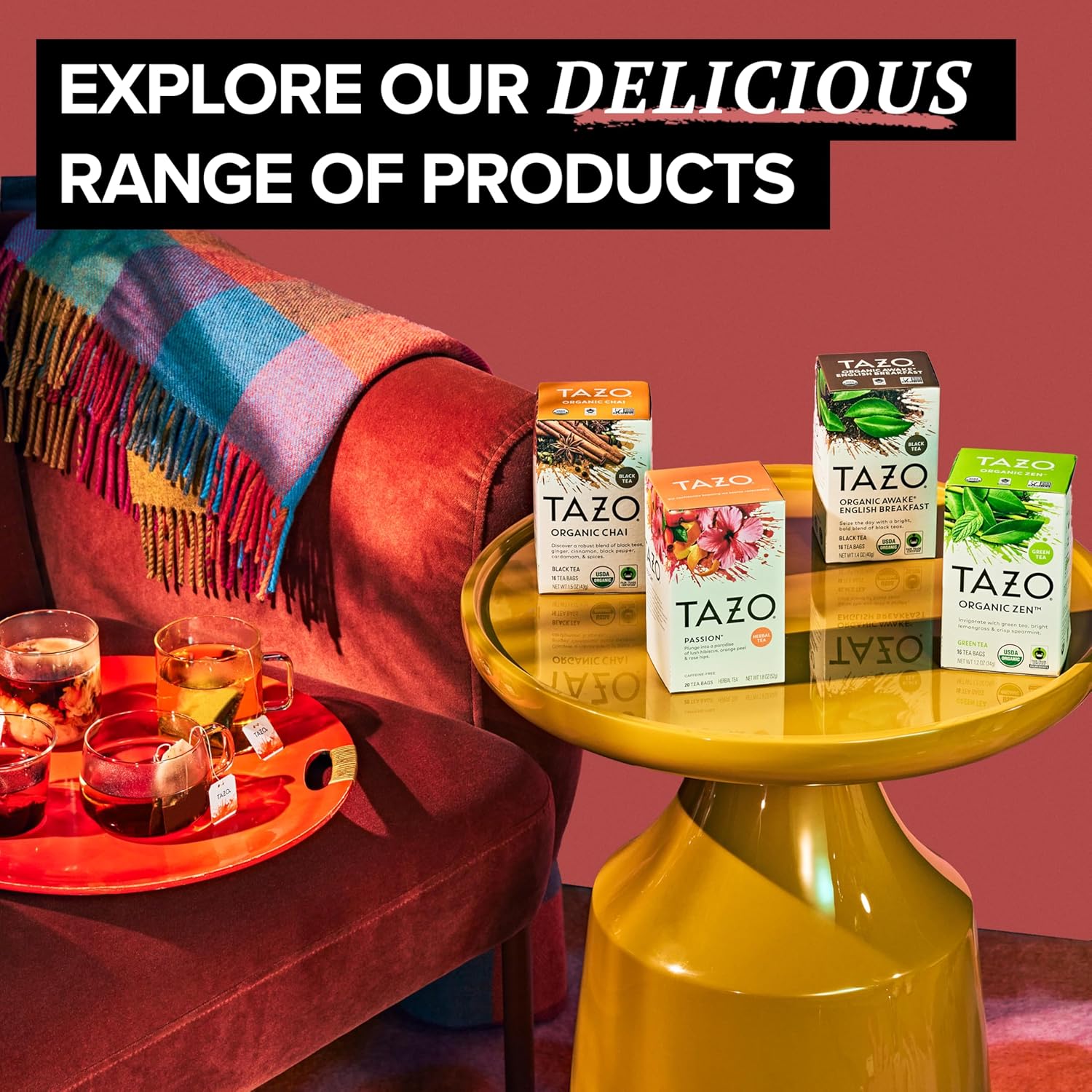 TAZO Organic Awake English Breakfast Black Tea Bags, Bold Traditional Breakfast-Style Black Tea, 144 Total Tea Bags (36ct - Pack of 4)