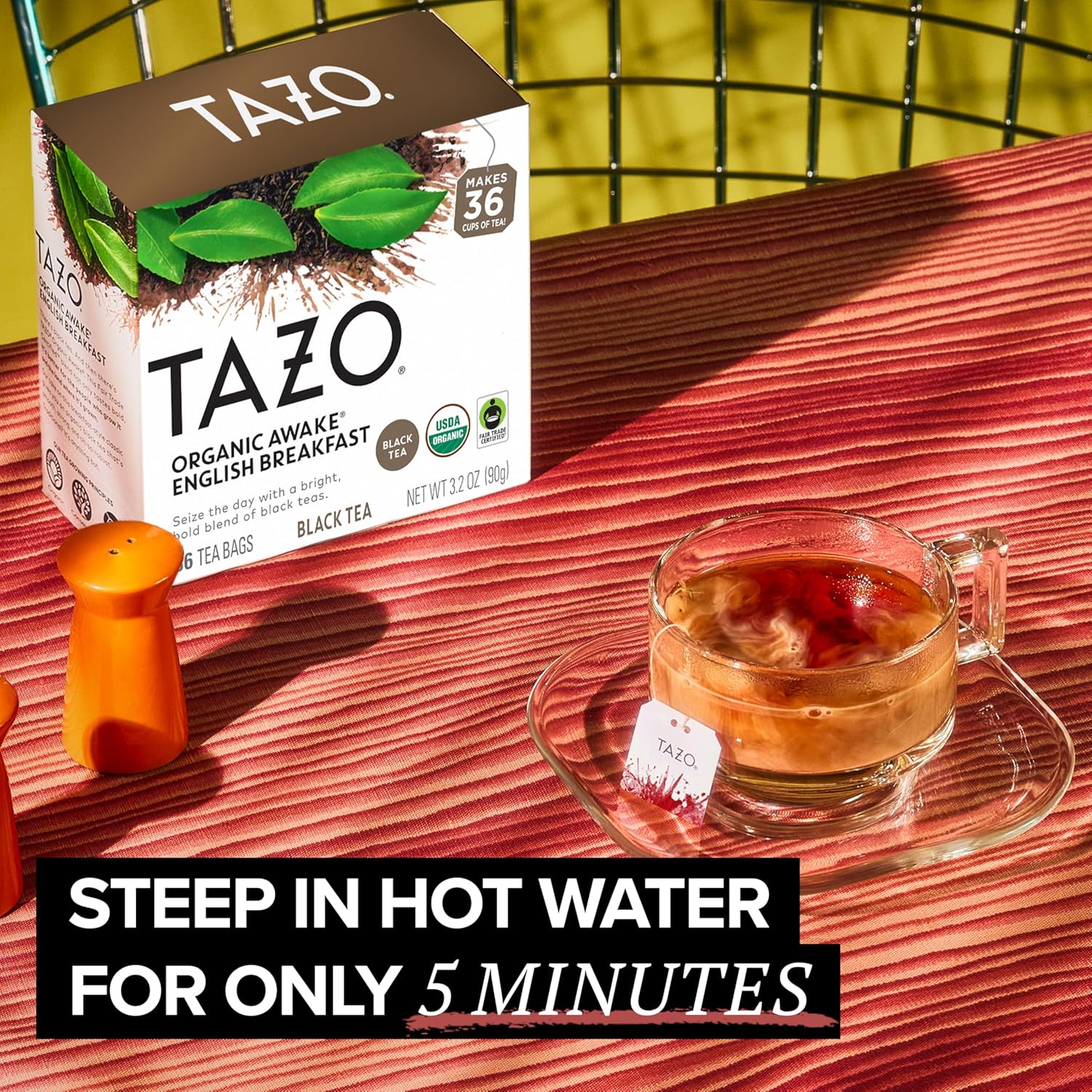 TAZO Organic Awake English Breakfast Black Tea Bags, Bold Traditional Breakfast-Style Black Tea, 144 Total Tea Bags (36ct - Pack of 4)