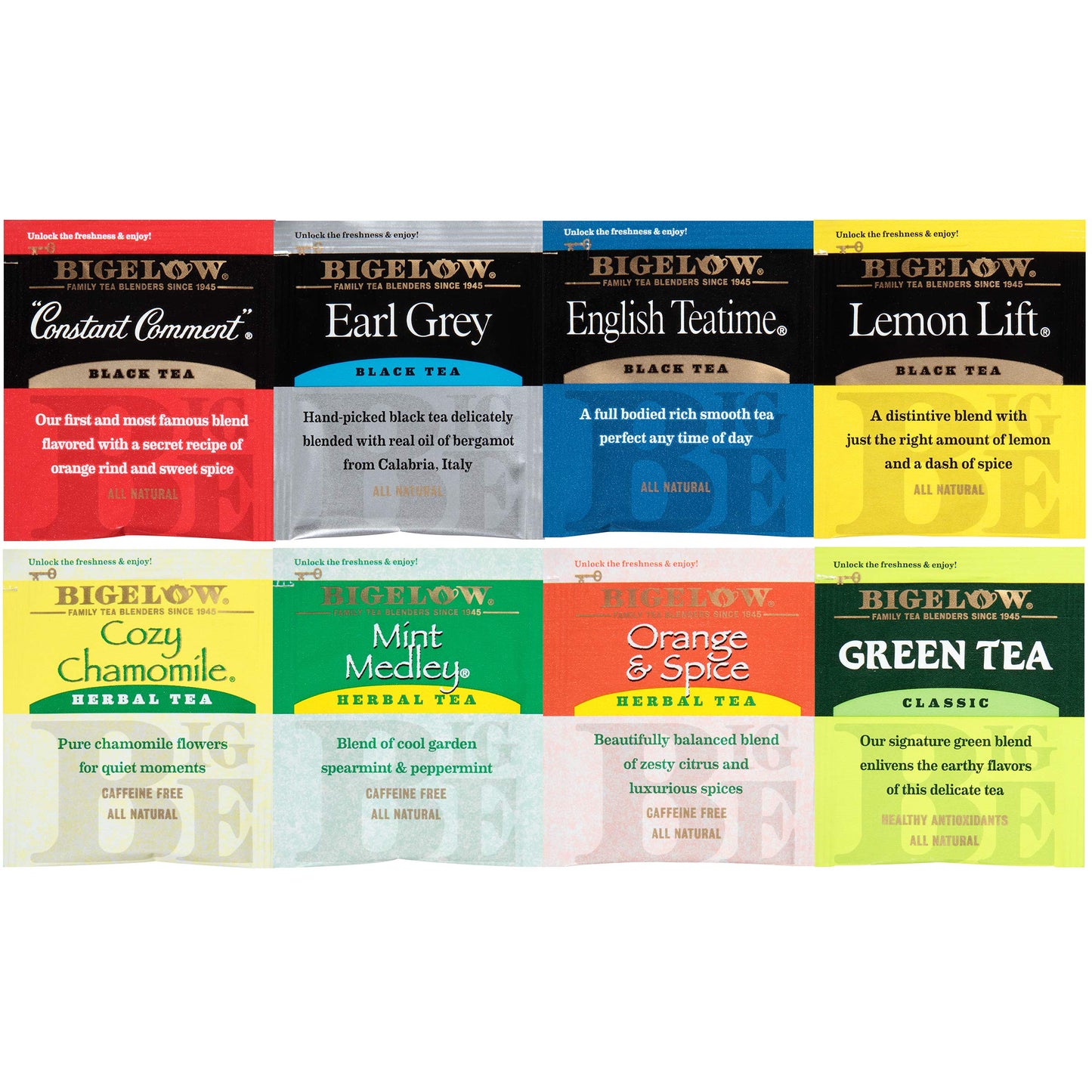 Bigelow Tea Assortment, Green, Black, and Herbal Teas with English Teatime, Constant Comment, Lemon Lift, Earl Grey, Green, Cozy Chamomile, Orange Spice, Mint Medley, 64 Tea Bags (Pack of 1)