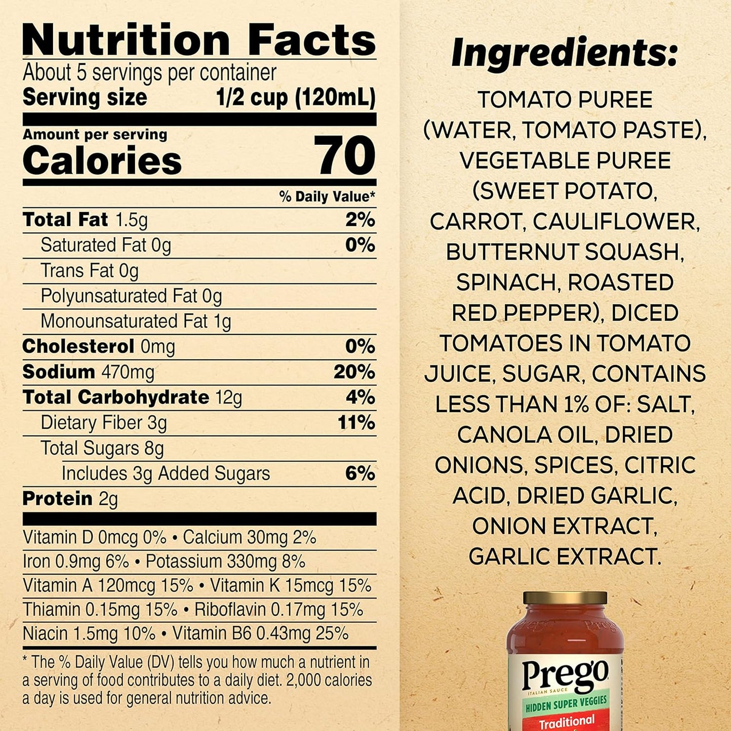 Prego Traditional Pasta Sauce, 45 oz Jar