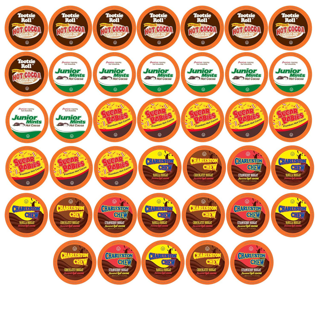 Tootsie Roll Candy Flavored Cocoa Hot Chocolate Pods Variety Pack, Compatible with 2.0 Keurig Brewers, 40 Count - Assorted Candy Sampler