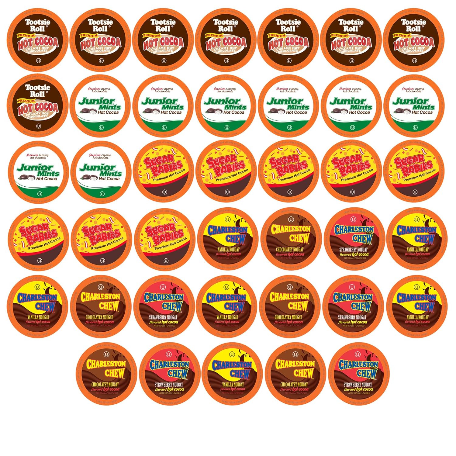 Tootsie Roll Candy Flavored Cocoa Hot Chocolate Pods Variety Pack, Compatible with 2.0 Keurig Brewers, 40 Count - Assorted Candy Sampler