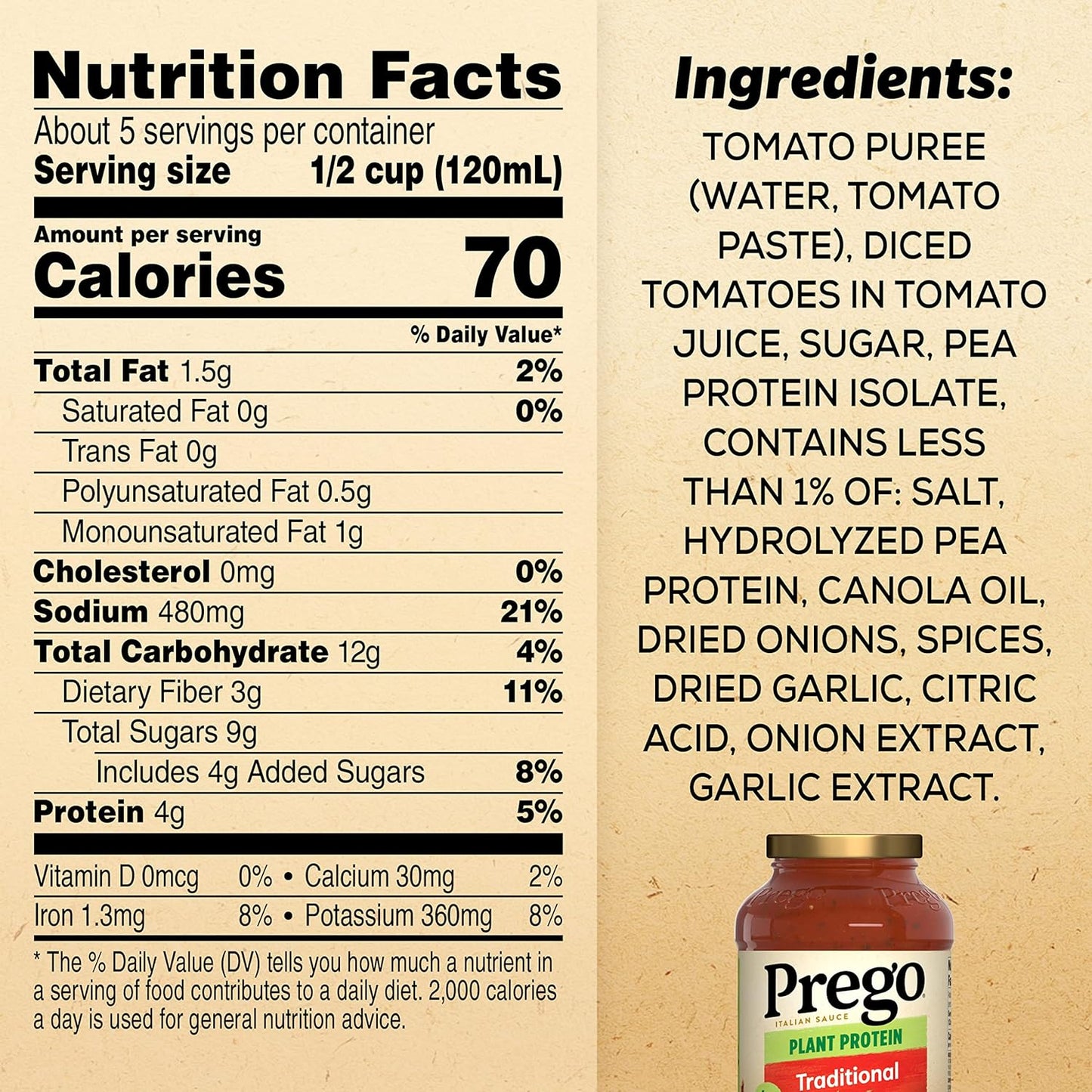 Prego Traditional Pasta Sauce, 45 oz Jar