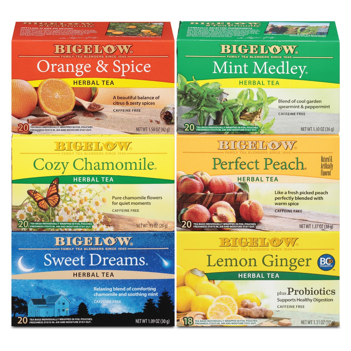 Bigelow Tea Assortment, Green, Black, and Herbal Teas with English Teatime, Constant Comment, Lemon Lift, Earl Grey, Green, Cozy Chamomile, Orange Spice, Mint Medley, 64 Tea Bags (Pack of 1)