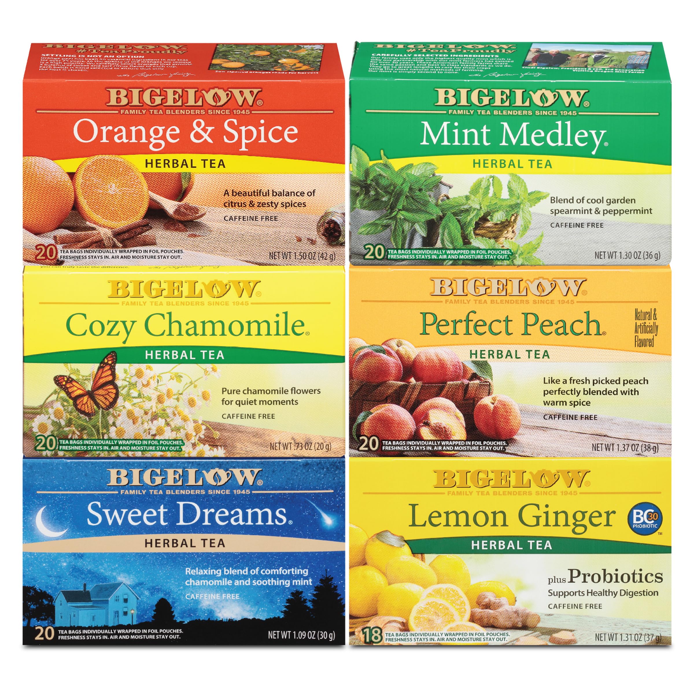 Bigelow Tea Assortment, Green, Black, and Herbal Teas with English Teatime, Constant Comment, Lemon Lift, Earl Grey, Green, Cozy Chamomile, Orange Spice, Mint Medley, 64 Tea Bags (Pack of 1)