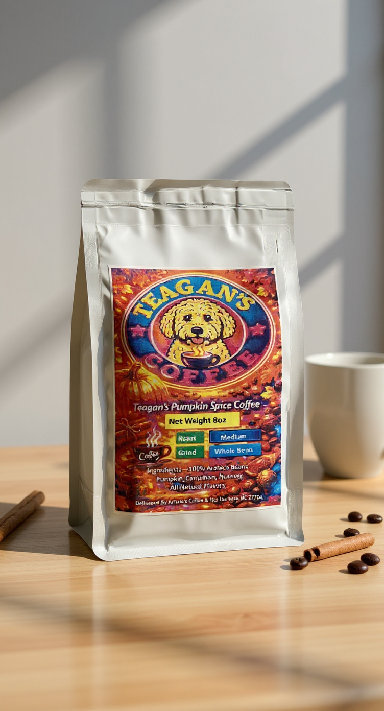 Teagan’s Pumpkin Spice Coffee – Medium Roast Whole Bean Fall Blend