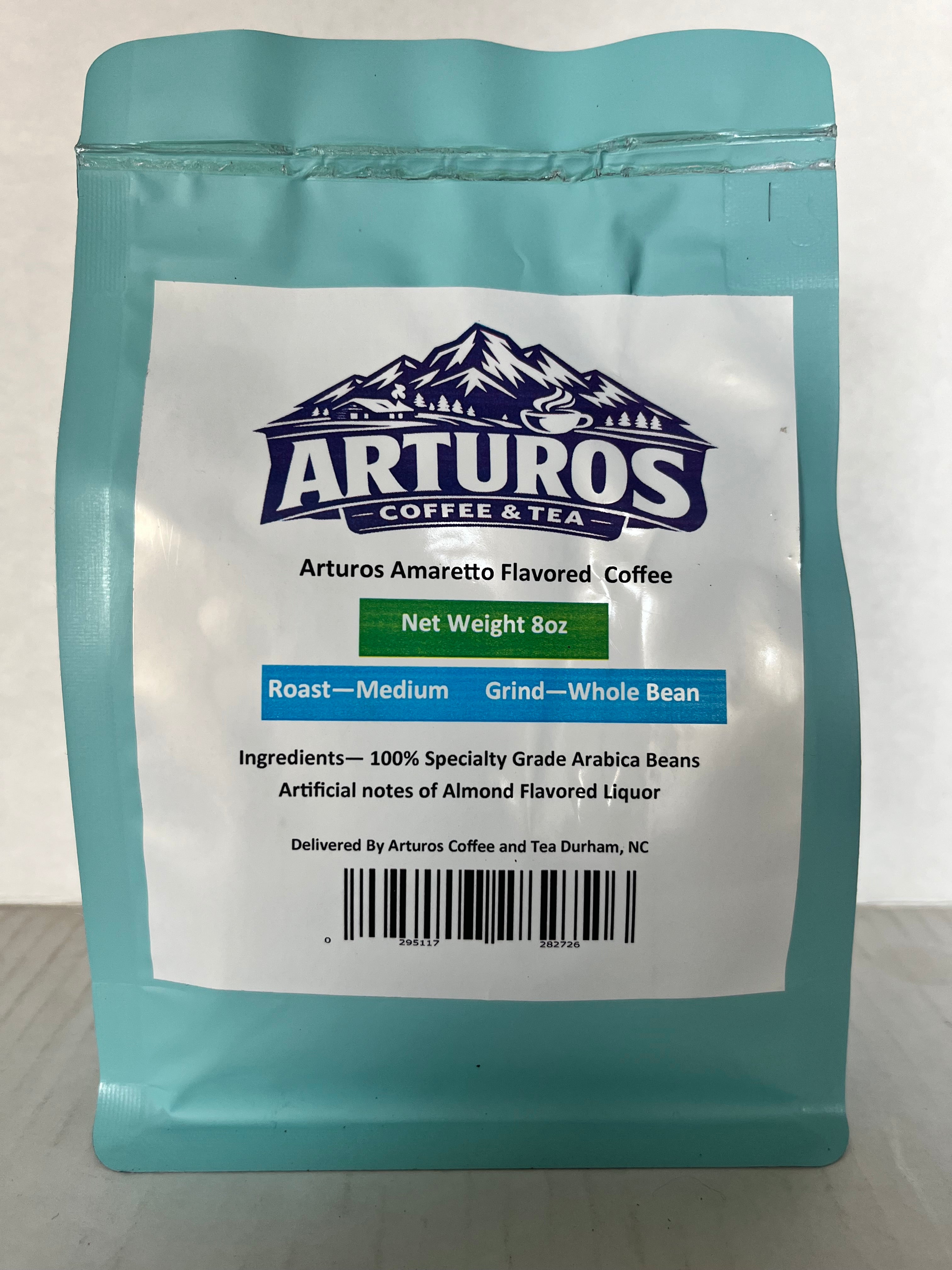 Arturos Amaretto Flavored Coffee 8oz Bag Whole Bean
