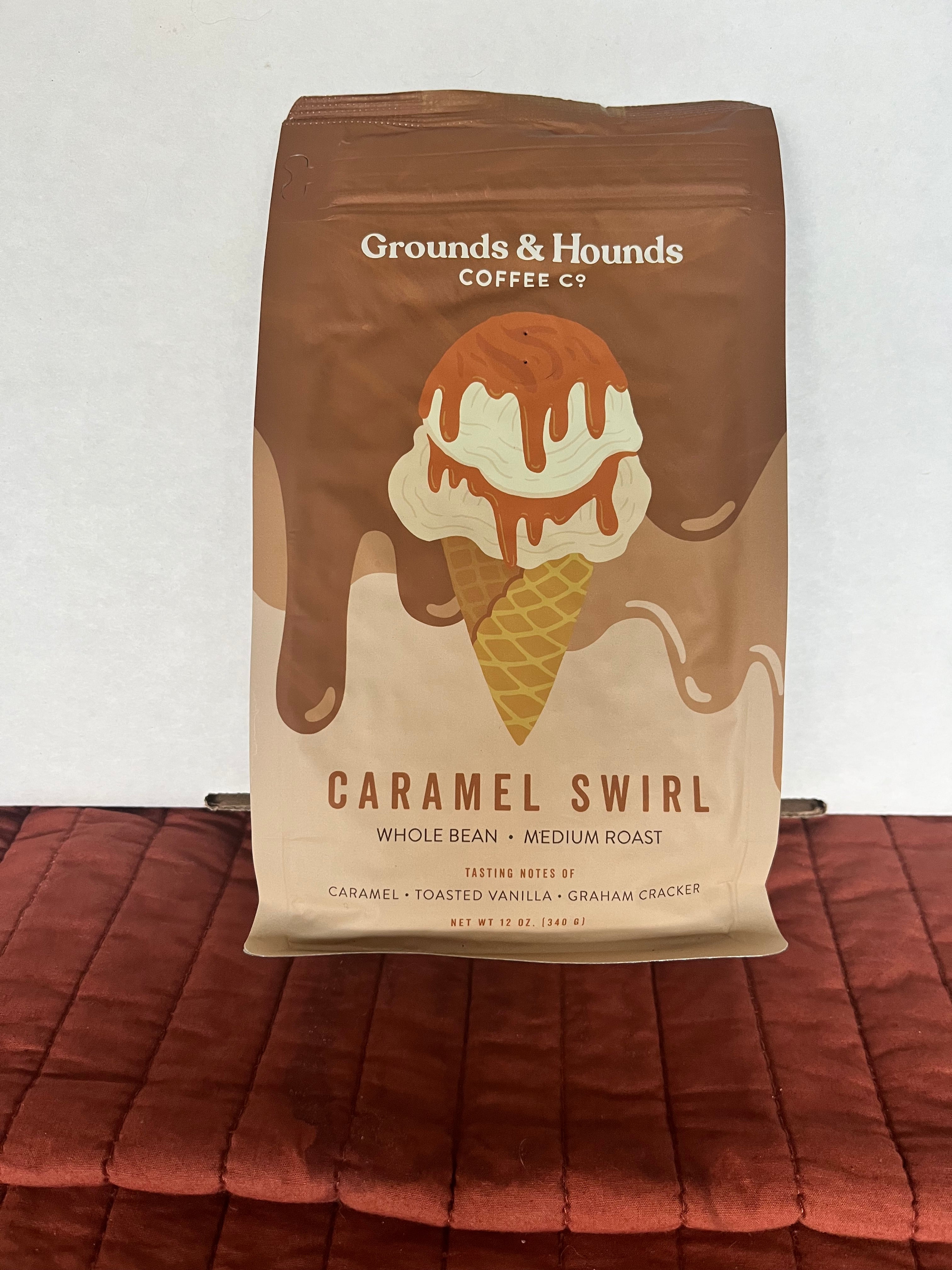 Caramel Swirl Whole Bean Coffee – Grounds & Hounds Whole Bean