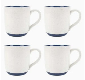 Speckled Mugs 4-Pack White and Navy-Blue