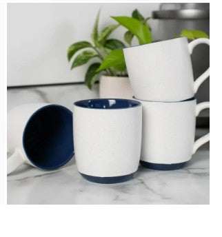 Speckled Mugs 4-Pack White and Navy-Blue