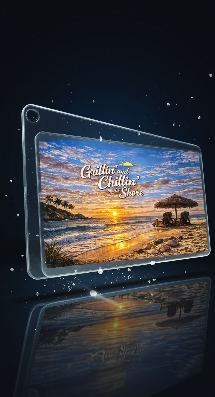 Grillin’ and Chillin’ by the Shore Cutting Board – Coastal Beach Kitchen Decor, BBQ Gift, Summer Cooking Board