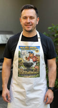 Funny Grill Master Apron – Cartoon BBQ Fail Gift for Him – Charcoal Grilling Humor Kitchen & Cookout Apron