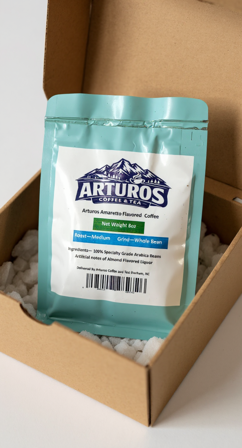 Arturos Amaretto Flavored Coffee 8oz Bag Whole Bean