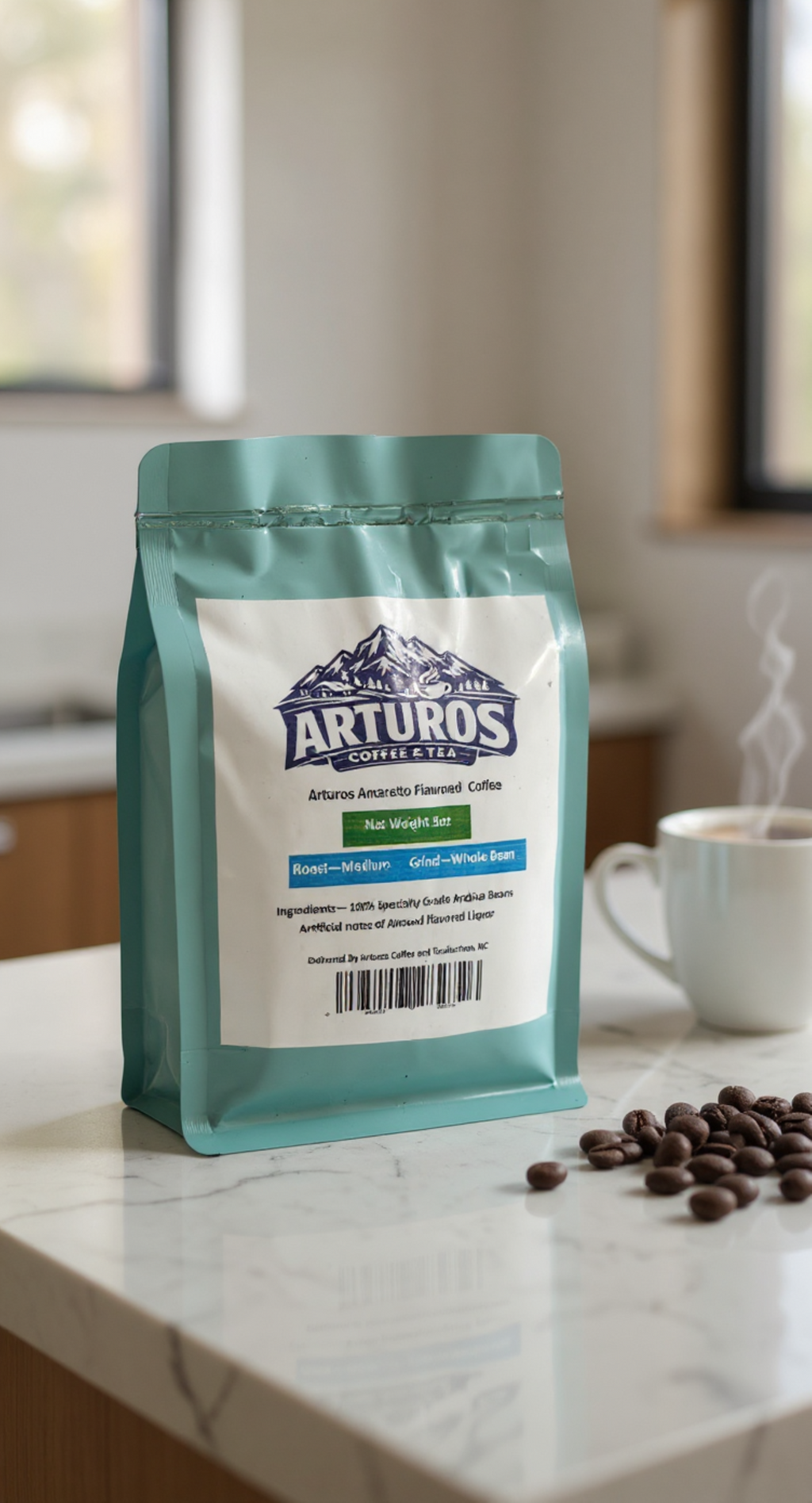 Arturos Amaretto Flavored Coffee 8oz Bag Whole Bean