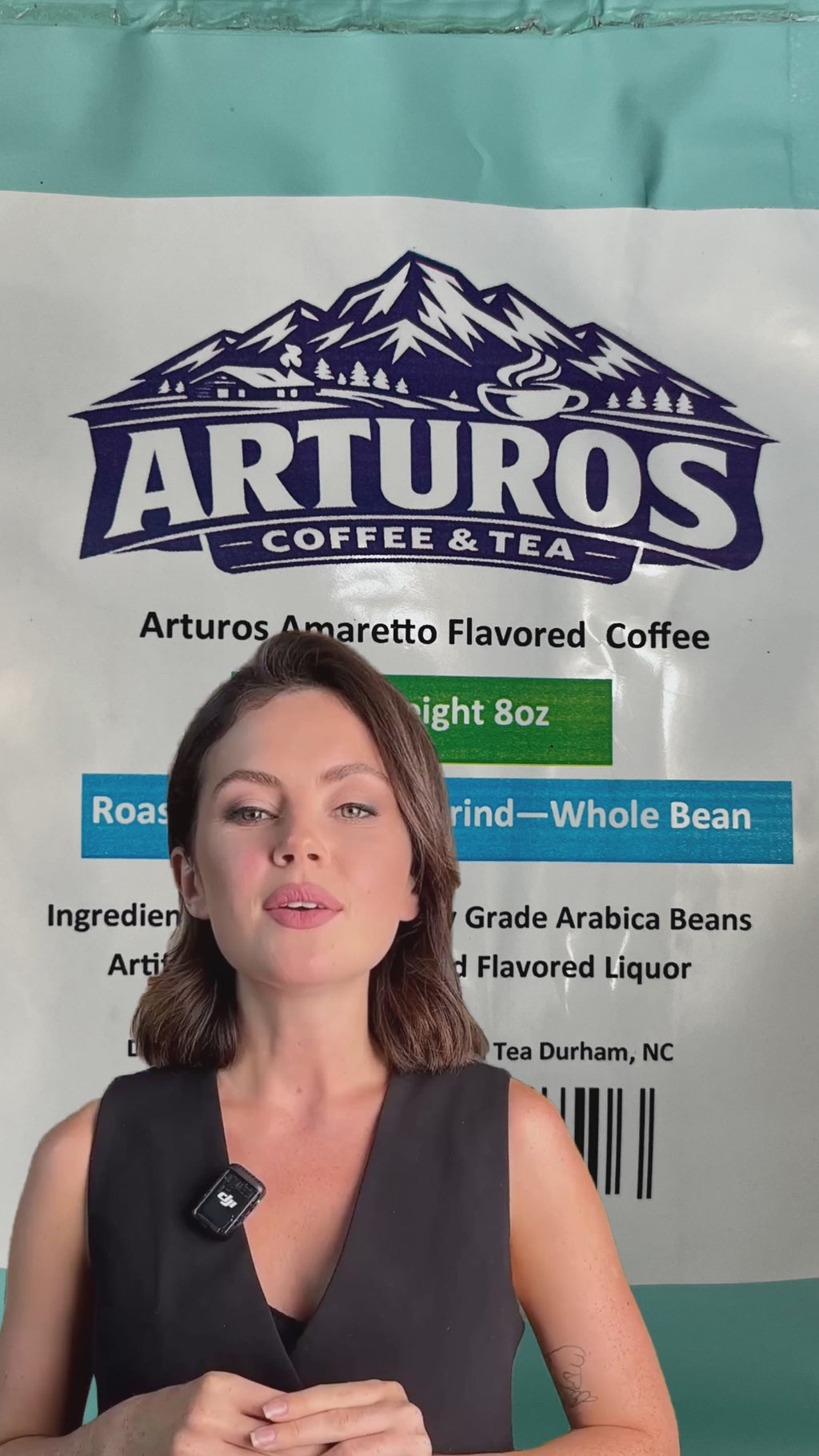 Arturos Amaretto Flavored Coffee 8oz Bag Whole Bean